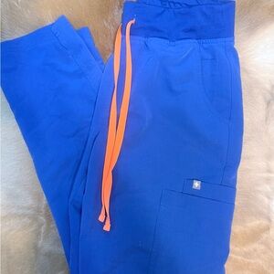 Figs Blue Pants with Orange Drawstring